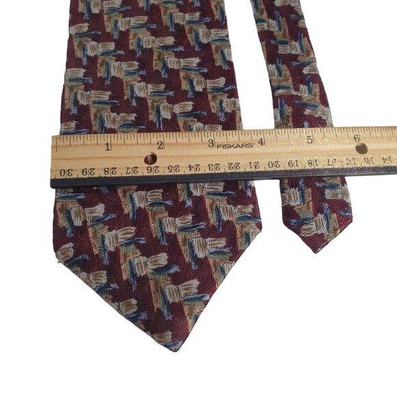 J Garcia Mens Designer Necktie Vintage Collectors Edition Maroon Blue Office - Picture 3 of 5